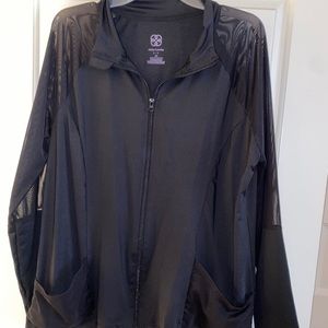 Black athletic jacket with illusion sleeves